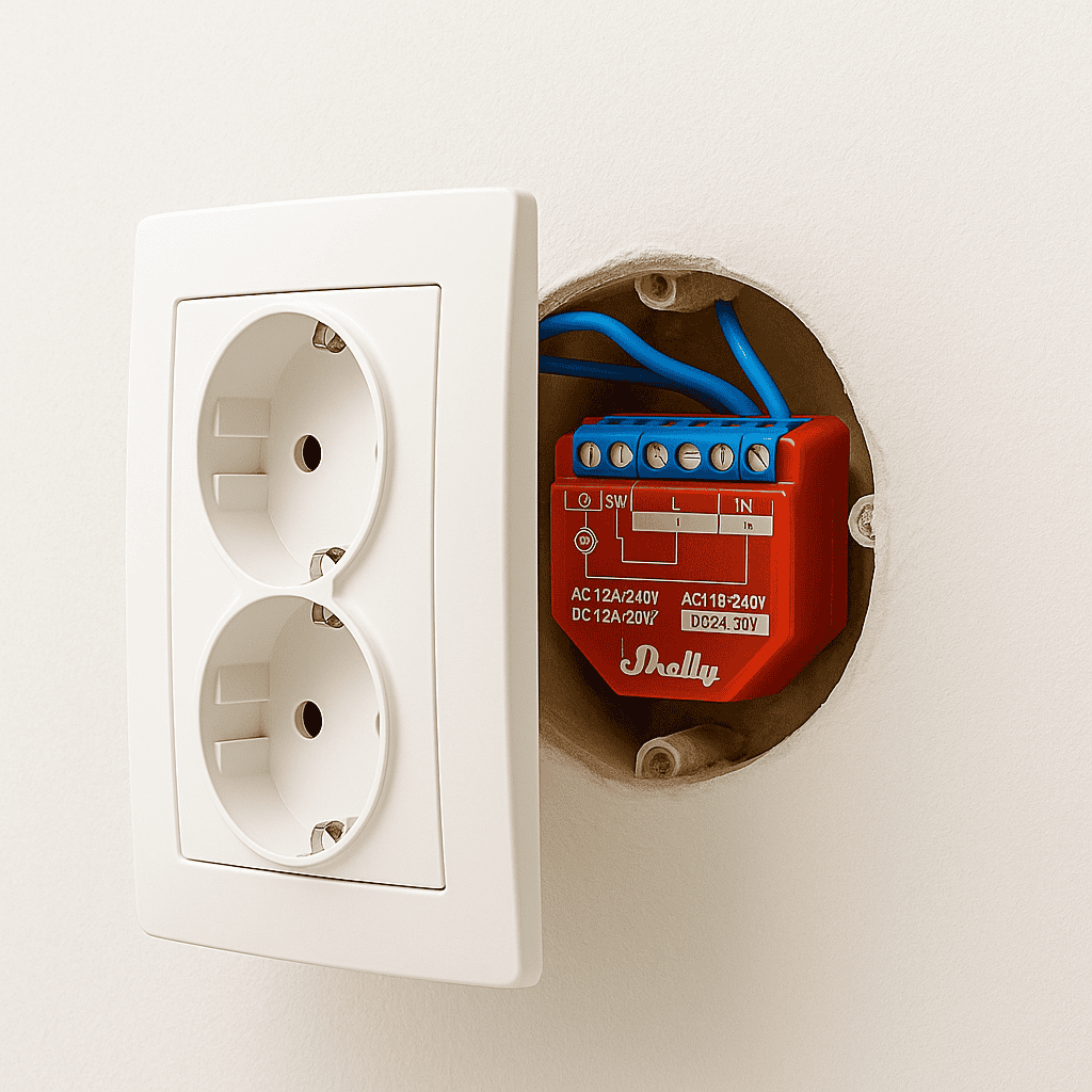 Shelly Plus 1PM – relekytkin Wi‑Fi‑verkkoon